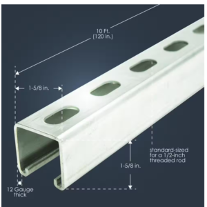 1 5/8 12G 10’GAL-Pre-Galvanized Steel Solid Strut Channel